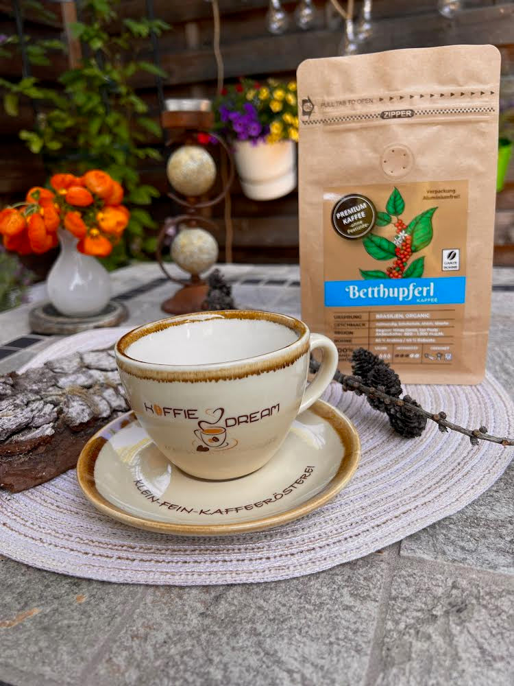 Kaffee-Genuss Set: Tasse mit Unterteller + 250g Espresso